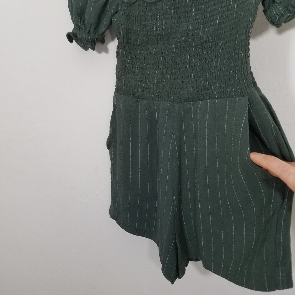 Tularosa Claire Smocked Romper Linen Blend Size S - Picture 6 of 10